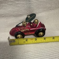 Christmas Racing Sports Car Glass Ornament 5 1/2 inch Multicolor