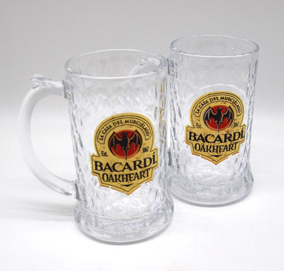 2x Bacardi Oakheart Krug Glas Gläser Bar  Cocktail ca0,3l
