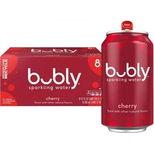 bubly Sparkling Water Cherry Flavor – 8 Cans, 12 fl oz Each