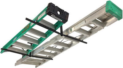 Adjustable Overhead Ladder Rack   Garage Organizer Ladder Shelf for Step & Exten