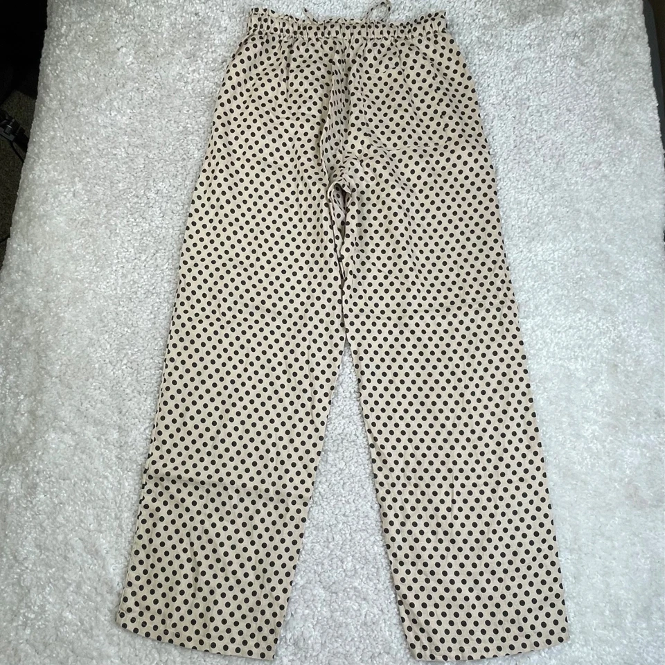 J. Crew Solei Linen Pant Polka Dot Black Beige Womens Small - Image 2 of 4