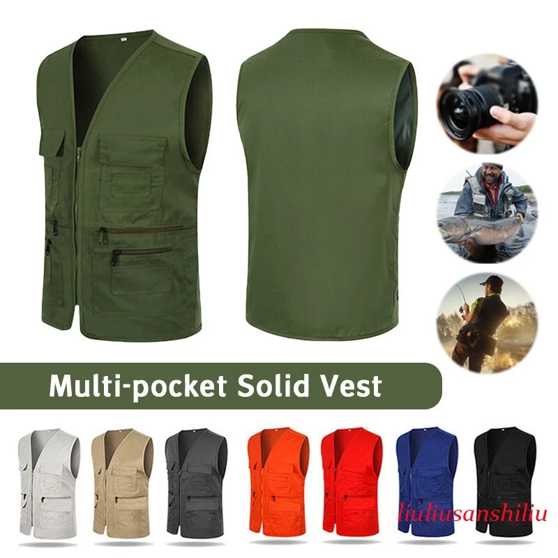 Casual Cargo Vest Utility Fishing Hiking Gilet Coat Multi Pocket Waistcoat Mens
Opens in a new windo