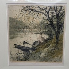 LUIGI KASIMIR (1881-1962) Austria Danube River Color Etching Framed Limited
