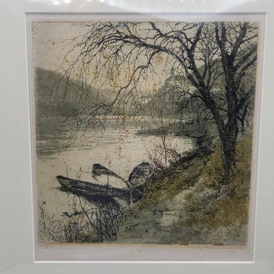 LUIGI KASIMIR (1881-1962) Austria Danube River Color Etching Framed Limited