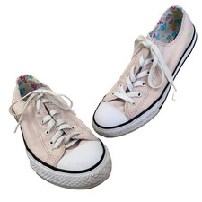 Converse Allstars Junior Womens Sneakers Shoes Pink w Black Trim Sz 5