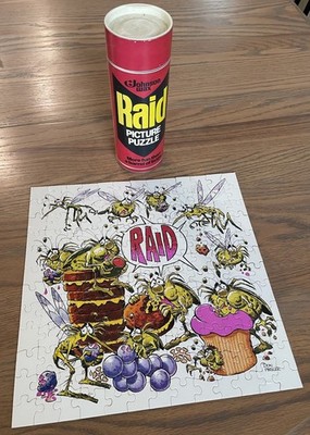Rare SC Johnson Wax Brand RAID Bug Spray Picture Fun Jigsaw Puzzle - COMPLETE