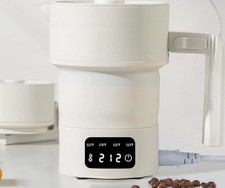 Portable Foldable Corded Electric Kettle Temp Control 600W 600mL White