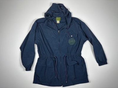 Esprit Windbreaker Women Small Blue Vintage Drawstring Hooded Retro Casual