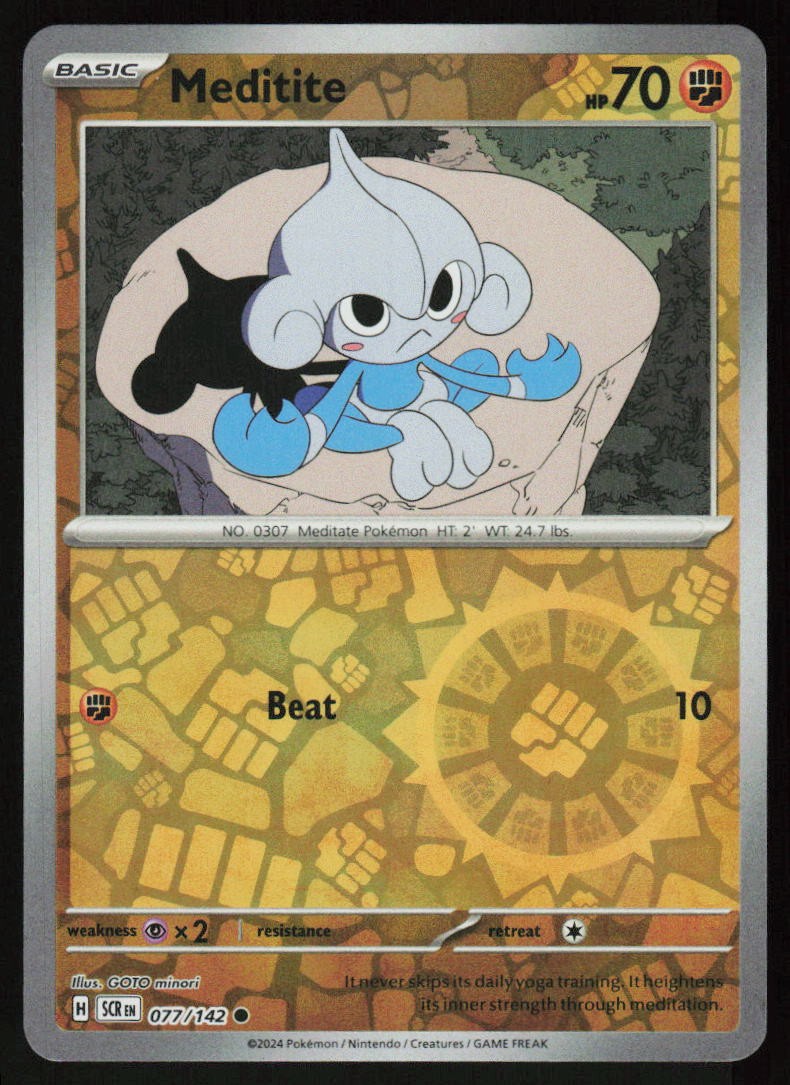 Meditite 77/142 Common Stellar Crown Pokemon Reverse Holo Near Mint