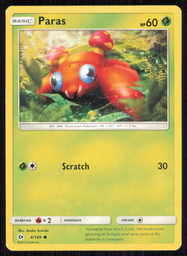 Paras 4/149 Common SM Base Set Pokemon Moderately Played