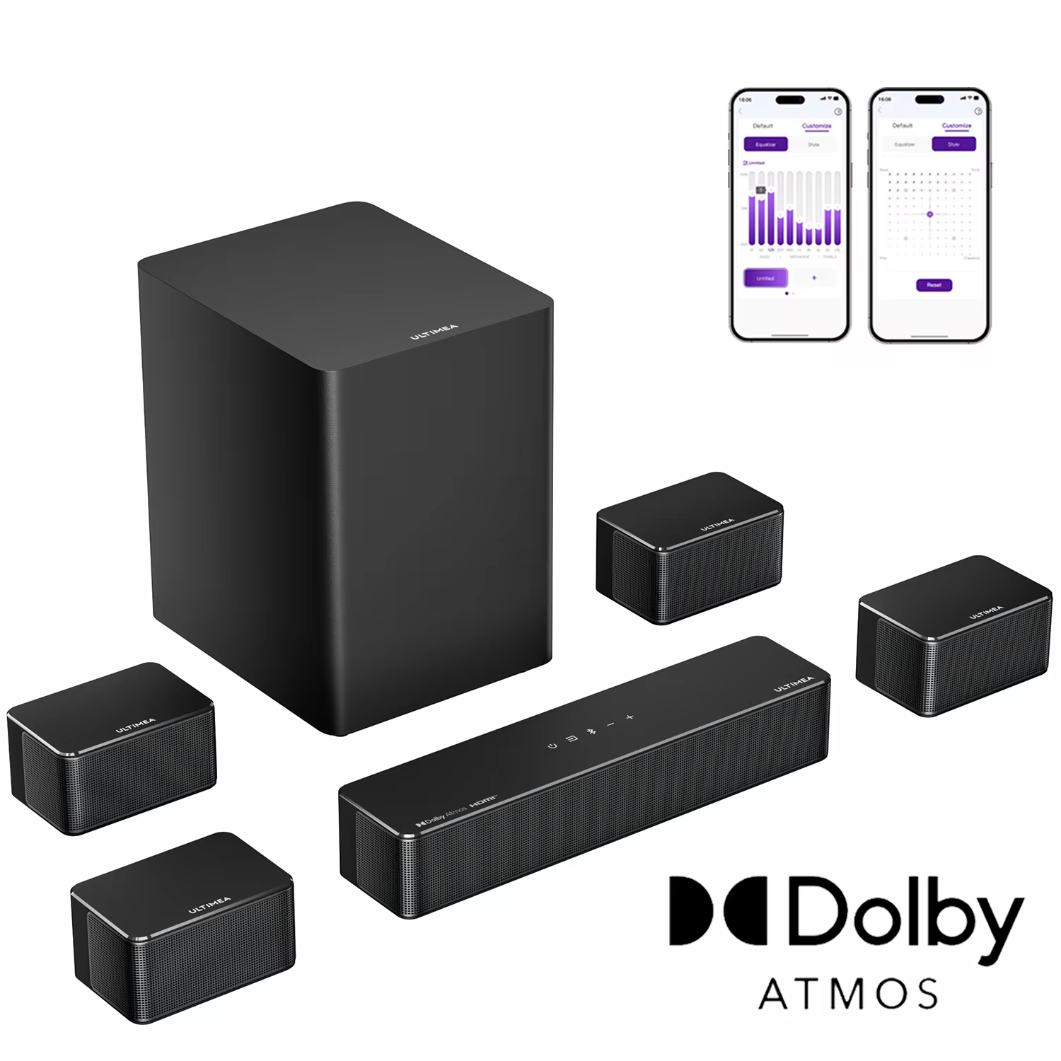 7.1 Soundbar w/ Dolby Atmos Wireless Sub & 4 Surround Speakers