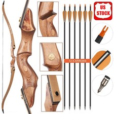 TOPARCHERY 60'' Archery Recurve Bow 12pcs Arrows for Right Hand Target Hunting