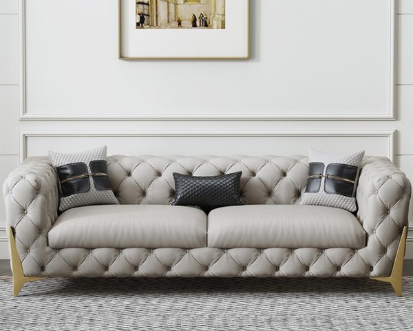 Couch Samt Leder Wohnzimmer Sofa Couchen Chesterfield 3-Er Dreisitzer Polster-image