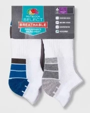 Fruit of the Loom Men's Breathable Performance Cushioned Low Cut Socks 6 Pairs