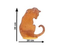Dekofigur Katze Sitzend Mit Platte Im Rost Design, Rostfigur FüR Den Garten, ..