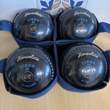 Henselite Lawn Bowls Size 4H Henselite Tiger II (2) - Black with Carrier
