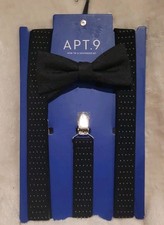 Apt 9 Men's Suspenders and Bow Tie Combo Set Black and polka dot
