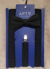 Apt 9 Men's Suspenders and Bow Tie Combo Set Black and polka dot 