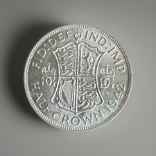 Great Britain 1942 - King George VI - Silver .500 Half Crown Coin