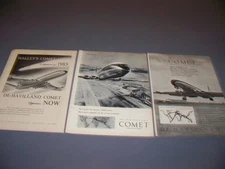 VINTAGE..(3PC) 1958-60 DEHAVLAND COMET..ORIGINAL SALES ADS  (511K)
