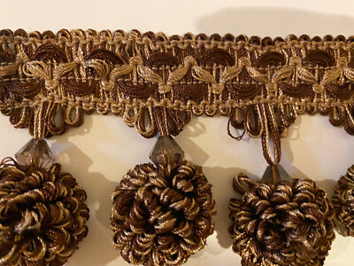 HIGH END DESIGNER POMPOM TRIM TOP QUALITY 3'' - 25 Meters Sable
