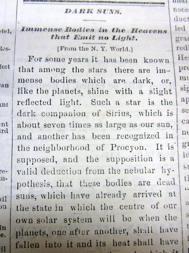 Rare 1878 Truckee CALIFORNIA newspaper w EARLIEST REPORT describing BLACK HOLES - 第 4/11 張圖片