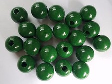 Lot of 20 Green Wood Round Macrame Wooden Craft Plant Hanger Beads 1-1/2" 38mm