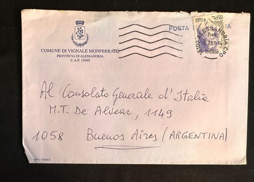 CM) 2007. ITALY. CHARACTER. COMMERCIAL LETTER CIRCULATED WITH ARGENTINE DIRECTED - 第 1/1 張圖片