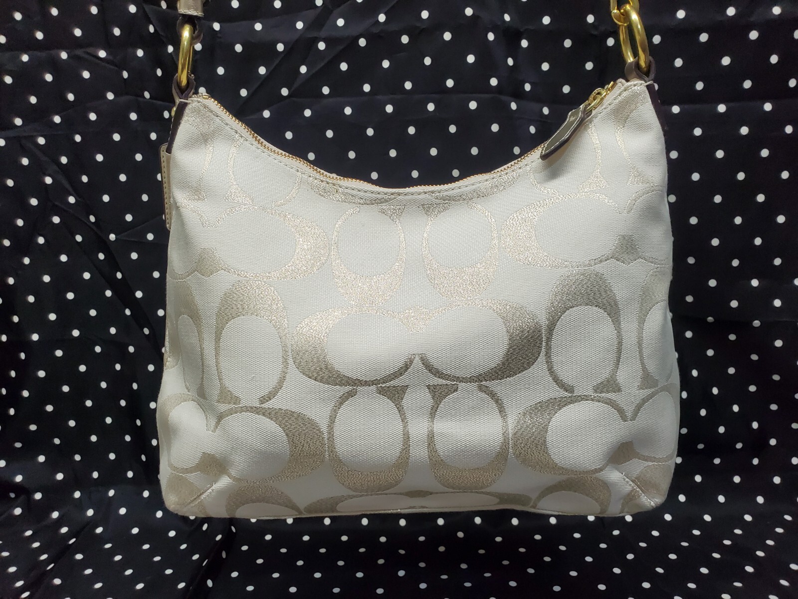 Coach Handbag beige Canvas Signature Logo Crossbody b… Gem