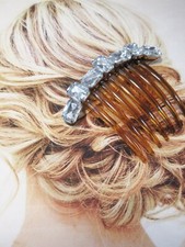 Large Clear Rhinestones french hair comb BLING Wedding Prom