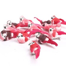 Bulk Lot of 12 Red Ombre Natural Feather Mushroom 3-1/2" Birds