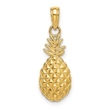 14k Yellow Gold Textured Pineapple Charm Pendant Perfect Gift for Her