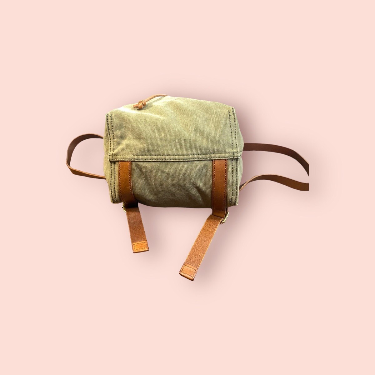 MADEWELL Olive Canvas Somerset Drawstring Leather Strap Backpack