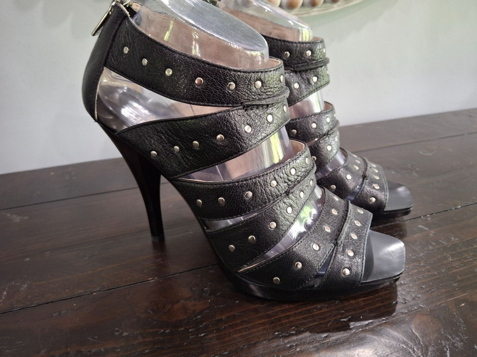 Michael Kors Black Studded Leather Stiletto Heels Size 9M