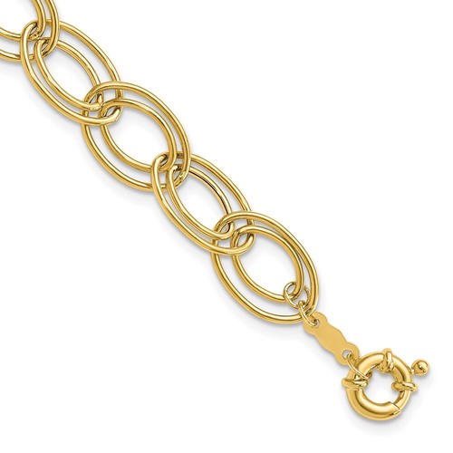 14k Yellow Gold Oval Link Chain Bracelet 7.5" 4.38g Fine Jewelry for Mom - Picture 1 of 6