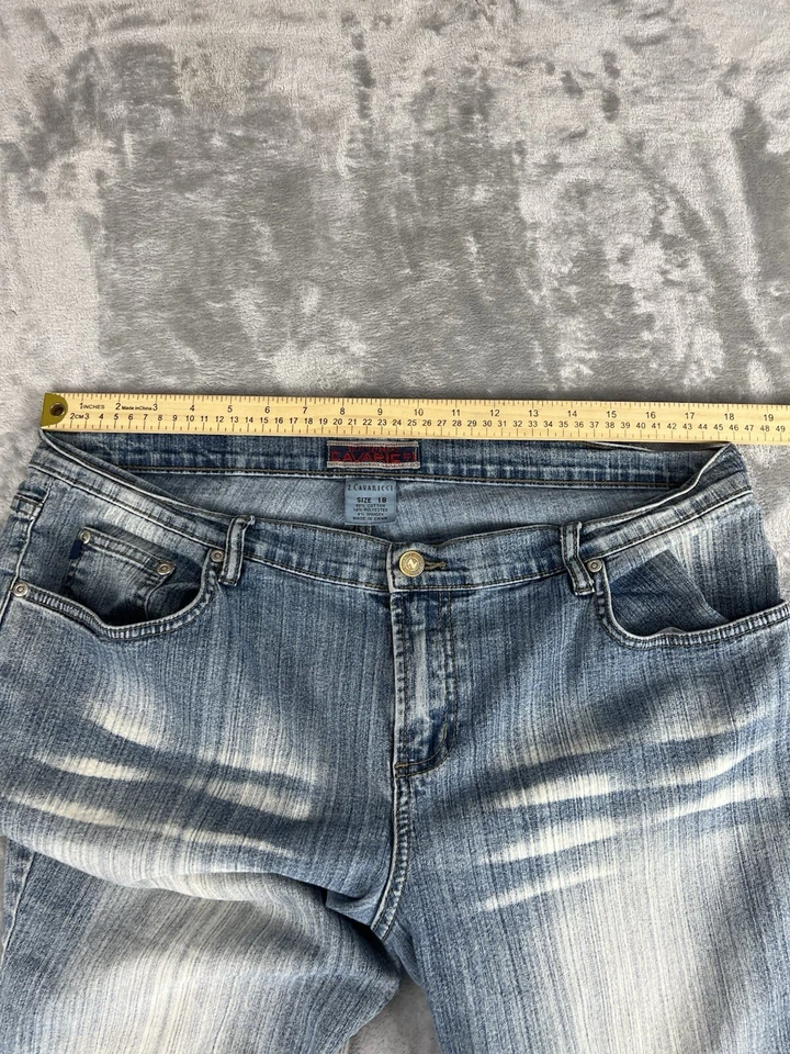 Pantalones de mezclilla para mujer Z. Cavaricci de pierna recta 18 azul lavado a la piedra tiro medio Foto 4 de 4