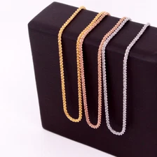 Women Stainless Steel DIAMOND CUT ROPE CHAIN Choker Necklace 15+2" 3MM PE12