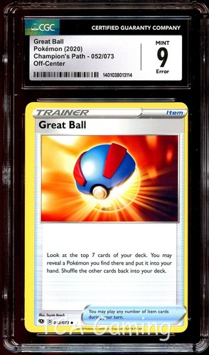 CGC 9 MINT Great Ball 052/073 ERROR OFF-CENTER Pokemon Card 114