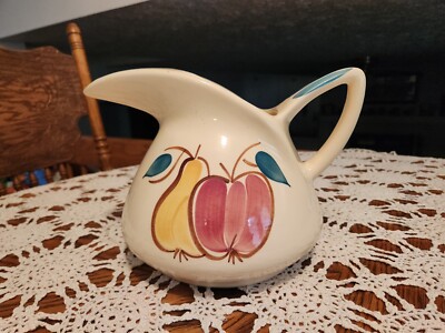 PURINTON POTTERY FRUIT (APPLE & PEAR) 96 Oz WATER/MILK PITCHER. RARE PIECE! 