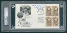 First Day Cover John Wooden HOF hard signed PSA AUTHENTIC SUPER RARE!!!!