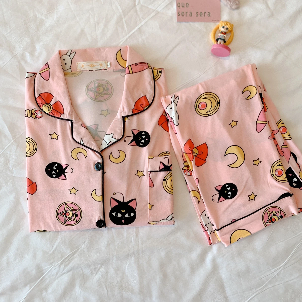 Plus Size Pajama Sets Women Summer Sleepwear Cotton Cute Sun Moon