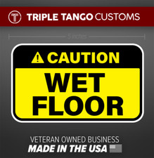 Yellow Caution Wet Floor Sign Visible Sticker Vinyl Decal