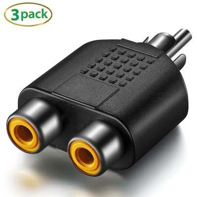 3x RCA Y Splitter 1 Male Plug to 2 Female Jack Adapter Audio Cable Converter 