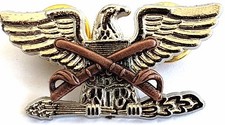 Cavalry Colonel Rank Officer Insignia Sabers Badge Hat Pin US Army Cav SILVER