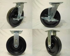 8" x 2" Swivel Caster Heavy Duty Phenolic Wheel Brk(2)Rigid(2)1250lb ea Tool Box