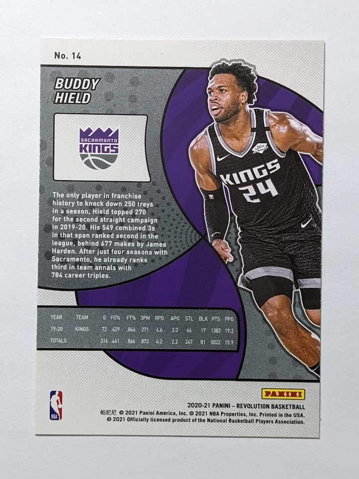 2020-21 Panini Revolution #14 Buddy Hield Sacramento Kings - Image 2 of 2