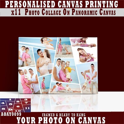 Individueller x11 COLLAGE GERAHMTER Leinwanddruck, personalisiertes PANORAMA Foto CANAVS