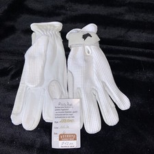 SCHWENKEL DRESSAGE GLOVES SIZE 6 White Cotton Knit Grip Wrist w/Leather Palm