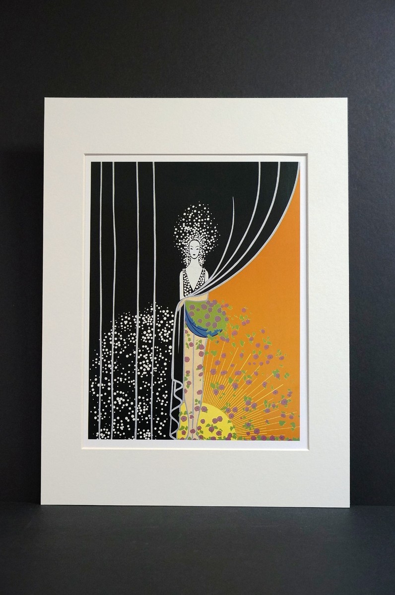 Erte 1982 PRINTEMPS Spring Flowers in Basket - Fashion Art Deco