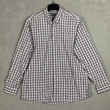 Eddie Bauer Shirt Men TXL Tall Purple Plaid Relaxed Fit Long Sleeve Wrinkle Free